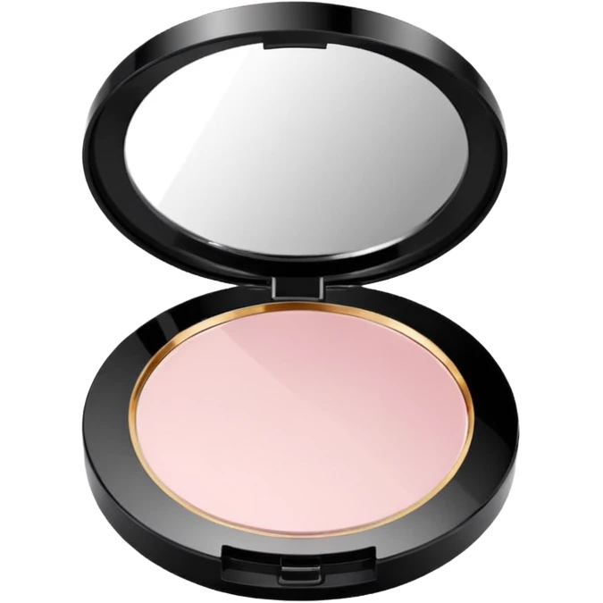 makeup powder compact with a mirror, feminine, soft colors emoji