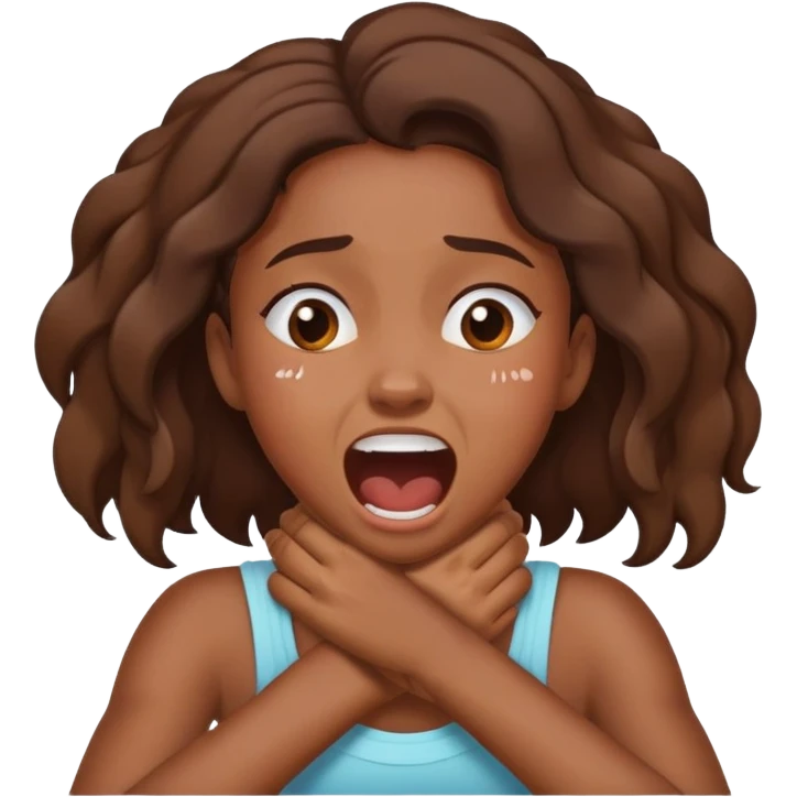 Black Girl with hands crossed choking herself screaming laughing crying emoji