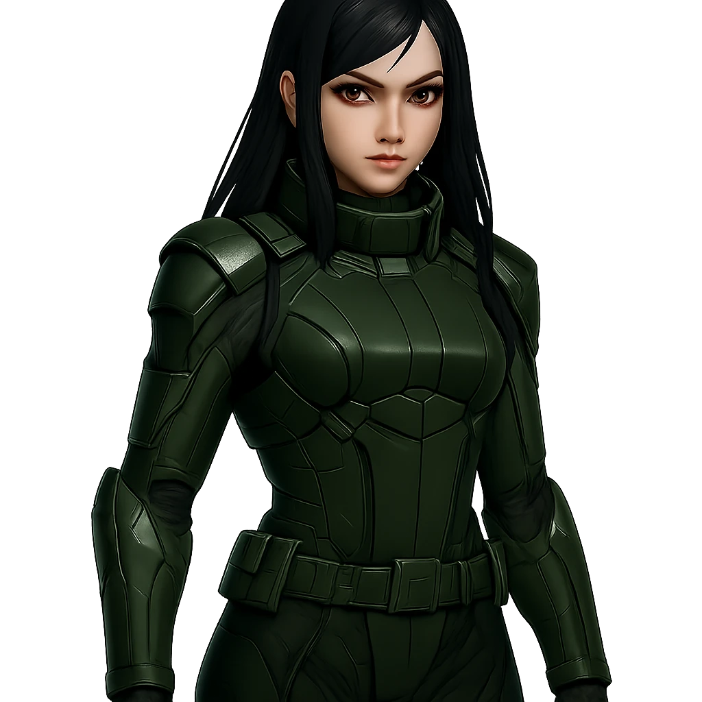 Change the uniform color to green, keep the high-tech officer style, no background. emoji