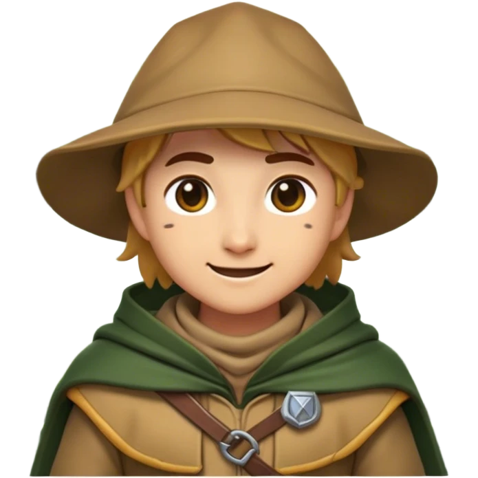Clash of Clans aesthetic Playful Ranger Portrait Emoji, Head tilted with a friendly, mischievous smile and bright, curious eyes, featuring a compact, nimble build outfitted in rugged, earthy gear and a stylish cloak, his natural skin tone adding authenticity, Simplified yet irresistibly charming features, highly detailed, glowing with a warm, inviting forest glow, high shine, spirited and lively, stylized with an air of whimsical woodland adventure, soft glowing outline, capturing the essence of a playful ranger exuding friendly natural charm! emoji