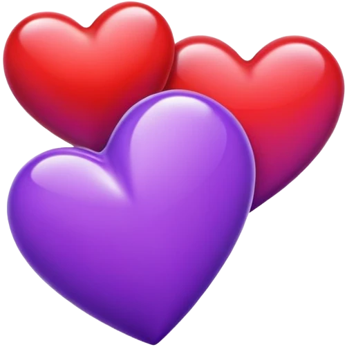 Red and purple hearts beside each other  emoji