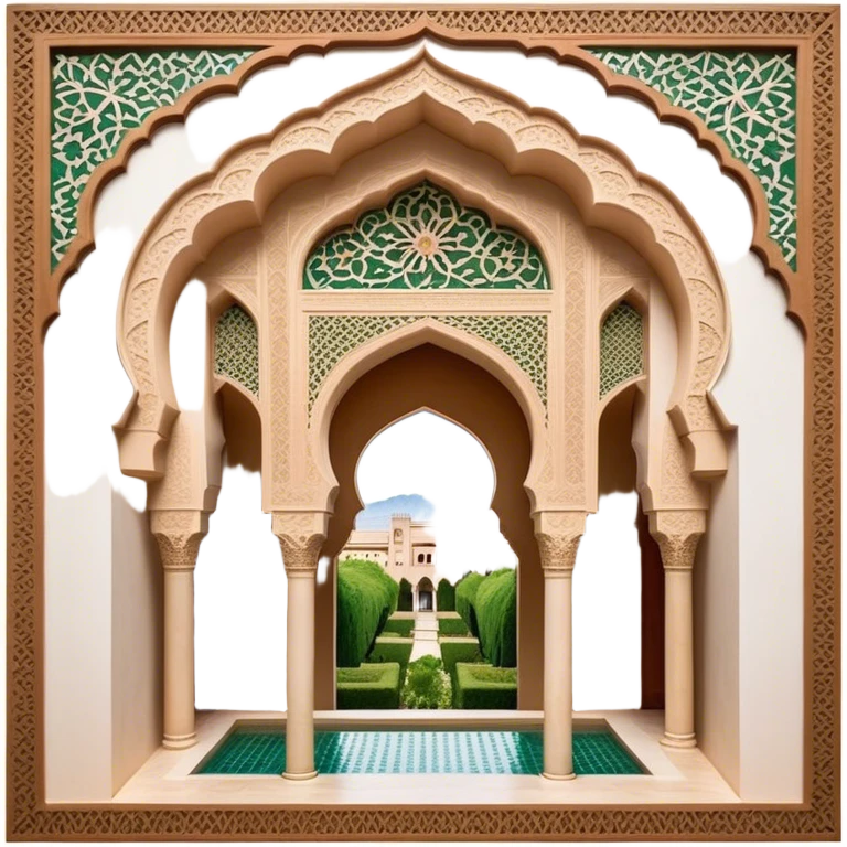 Alhambra – Cinematic Realistic Alhambra, depicted as a majestic Moorish palace with intricately carved arches, lush courtyards, and detailed tile work, bathed in soft golden light and dynamic shadows that highlight its opulent historical beauty. emoji