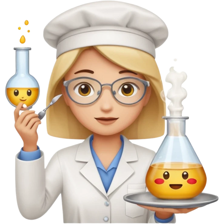 laboratory researcher analyzing dish emoji style. emoji