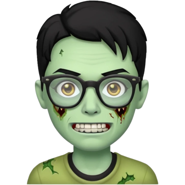 A zombie with glasses black hair and diamond teeth emoji