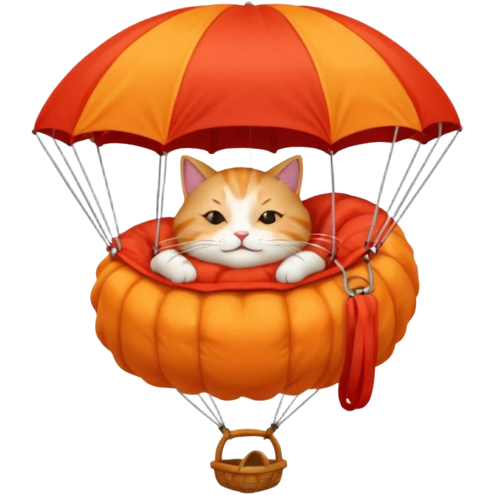 sleepy cat riding red parachute emoji
