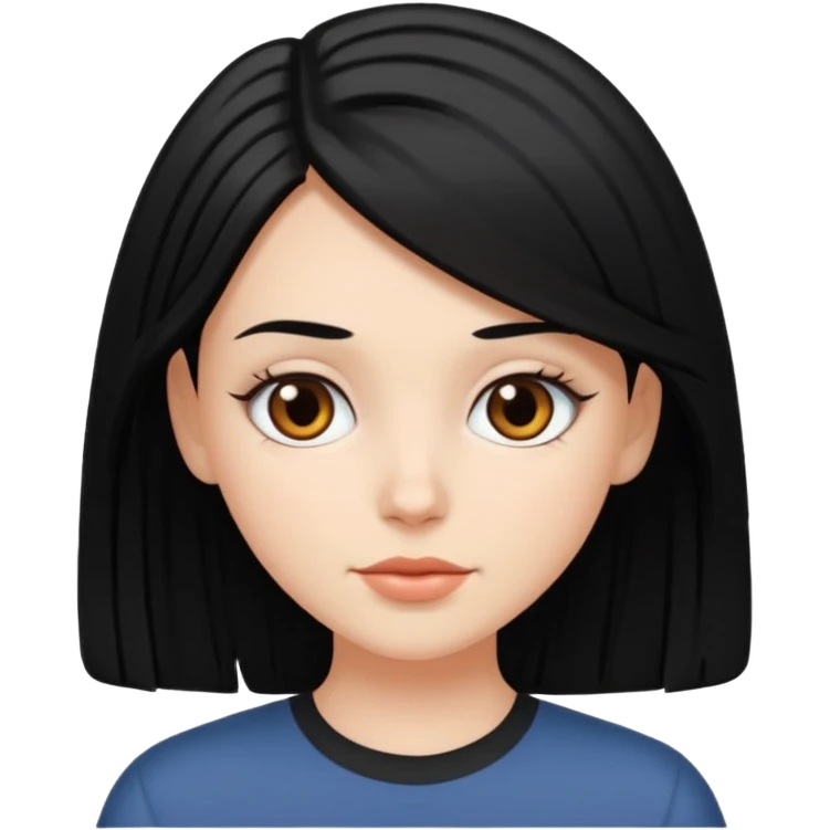 White girl with Black medium length hair emoji