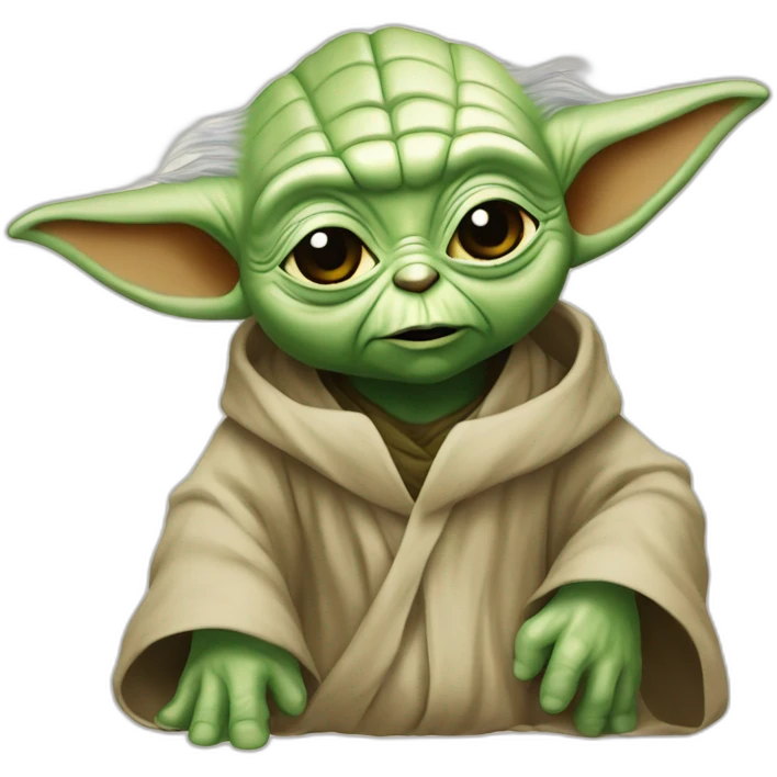 yoda sur unchien buvant de la piere emoji