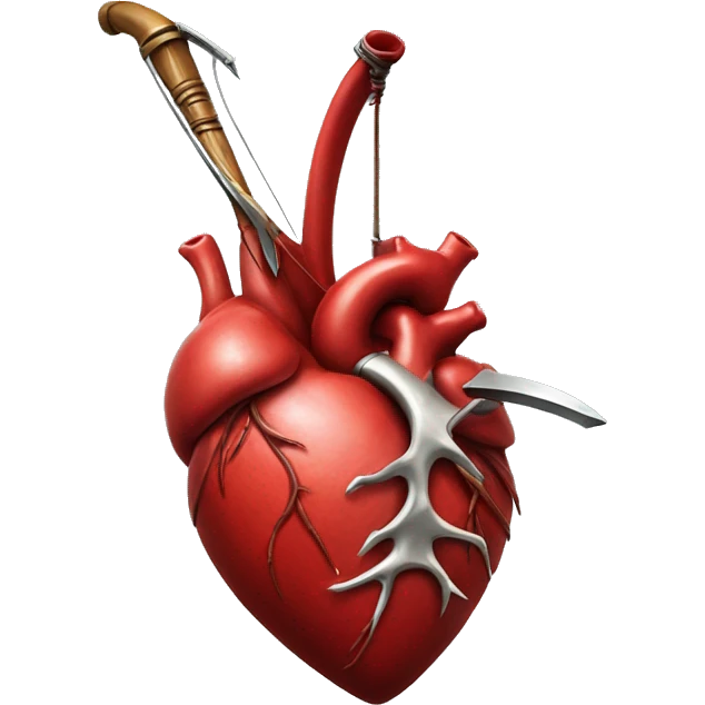 Realistic heart with scythe  emoji