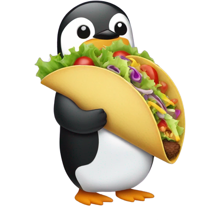 Penguin stomping on a taco emoji