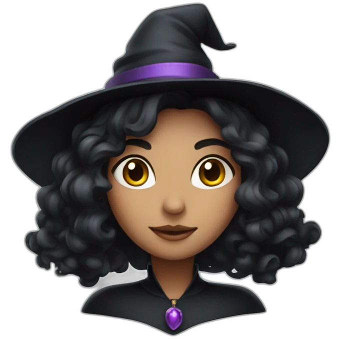 A pretty witch with dark hear emoji