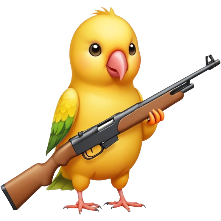 Yellow Lovebird shooting a rifle standing  emoji