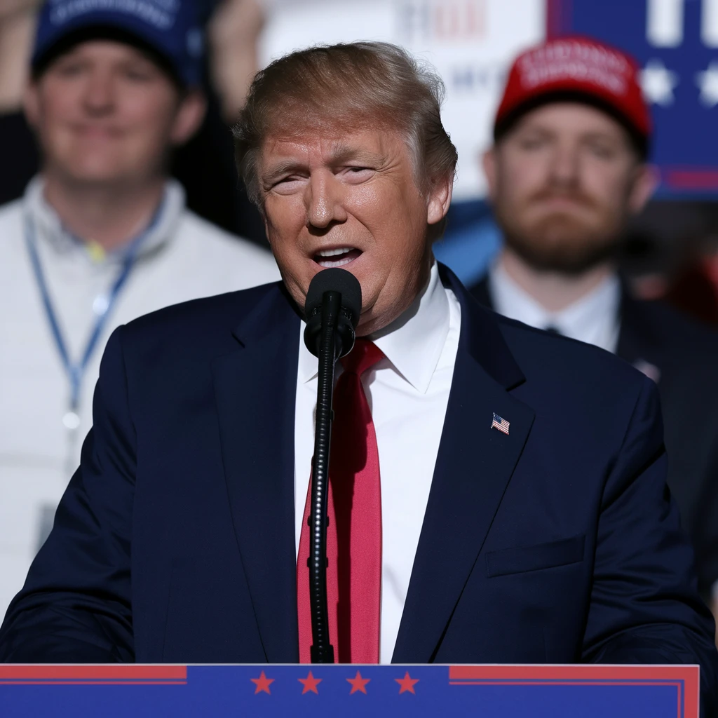 Donald Trump speaking at a rally emoji