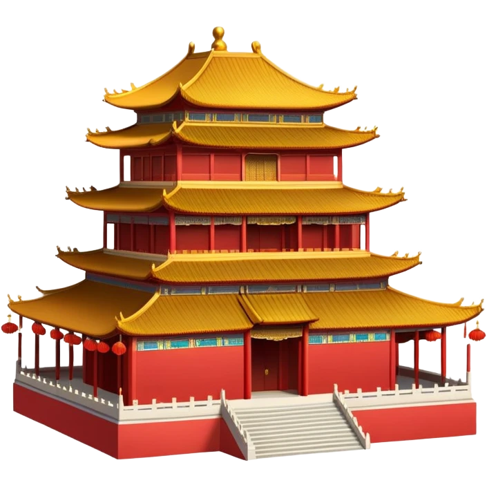 Imperial Chinese palace building with red walls, golden roof decorations emoji
