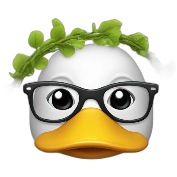 Duck covered with vines with glasses emoji