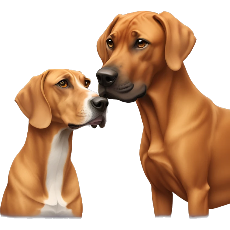 white male with long rainbow colored hair alongside a brown rhodesian ridgeback emoji
