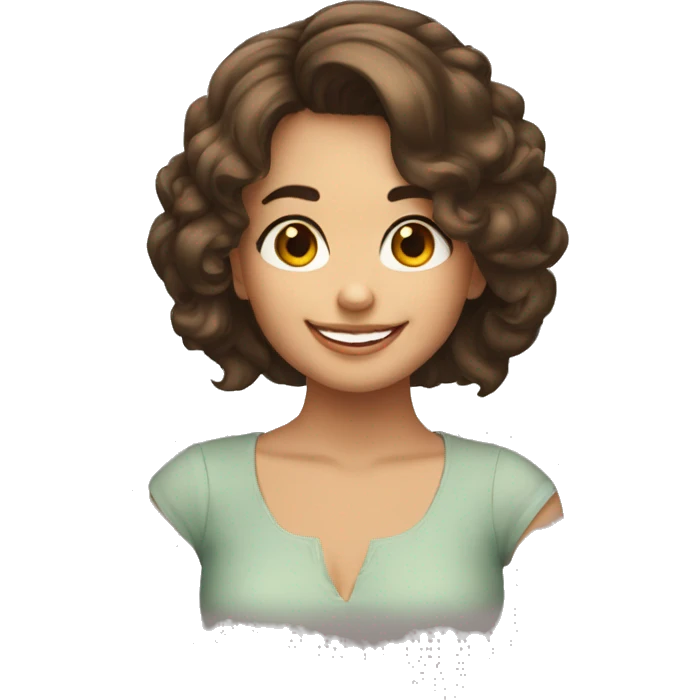 Una chica morena con pelo lacio sonriendo emoji