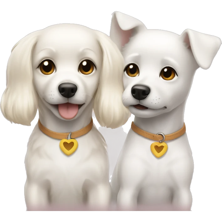 two littles white dogs with a blond girl emoji