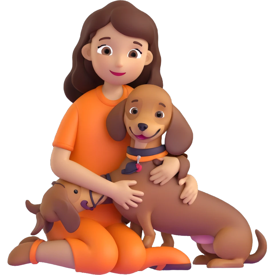 girl hugging dachshund emoji