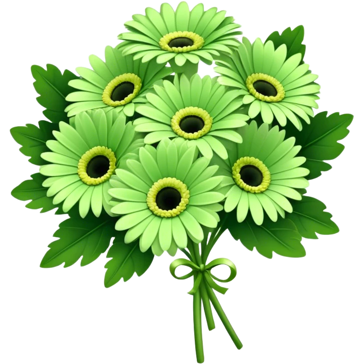 bouquet Soft Green Gerbera Daisy, luxuriant, leaf, bud emoji