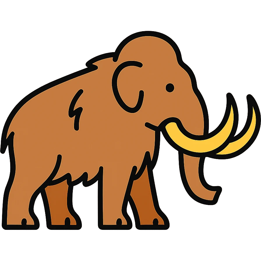 A prehistoric mammoth with large tusks and furry body emoji