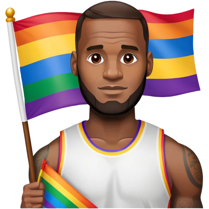 LeBron James holding a pride flag emoji