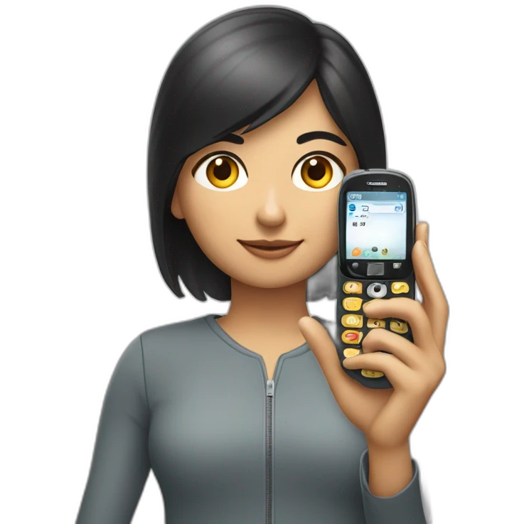 Morena con telefono motorola con numero en la mano emoji