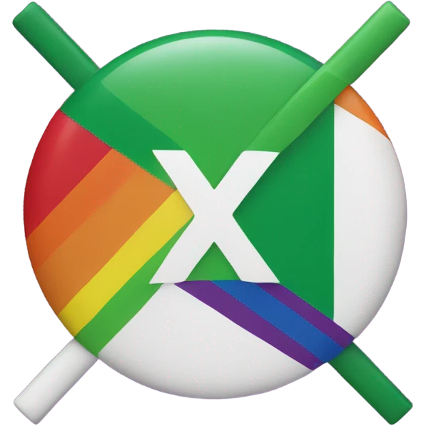 Green X over rainbow flag emoji