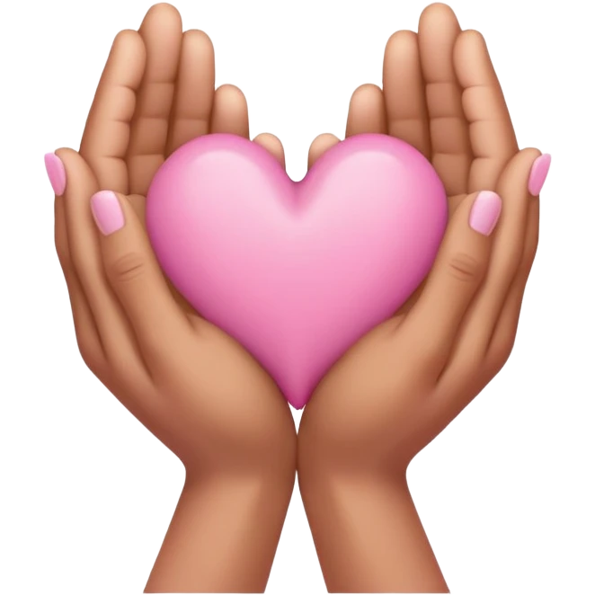 Hands joined in prayer with a pink growing heart emoji