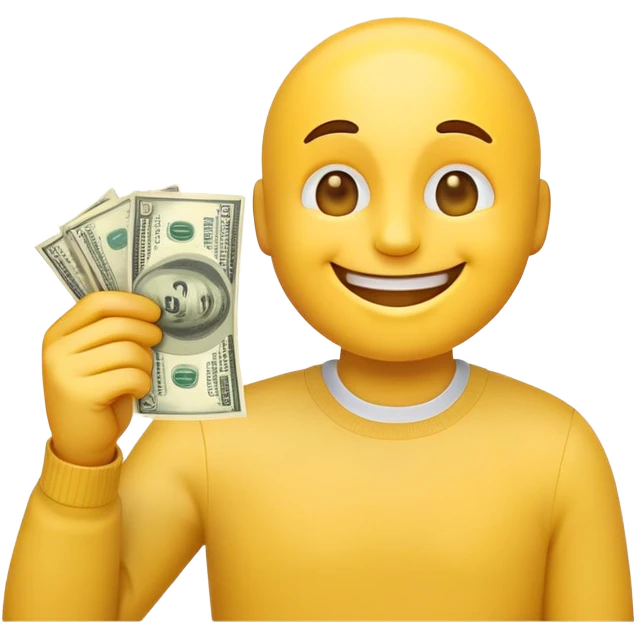 Emoji smiles with money in hand  emoji