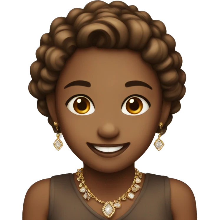smiling girl in jewelry with brown eyes  emoji