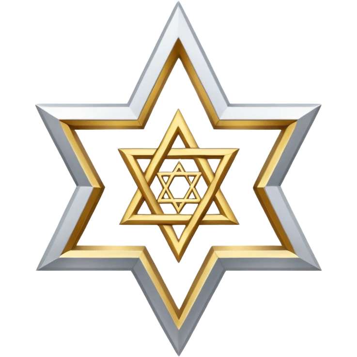 reform jewish synagogue similar in architecture to historical religious architecture in europe. the building should be white with silver/golden features, gothic architectural elements and star of david. no crosses. the emoji should be in ios emoji style. emoji