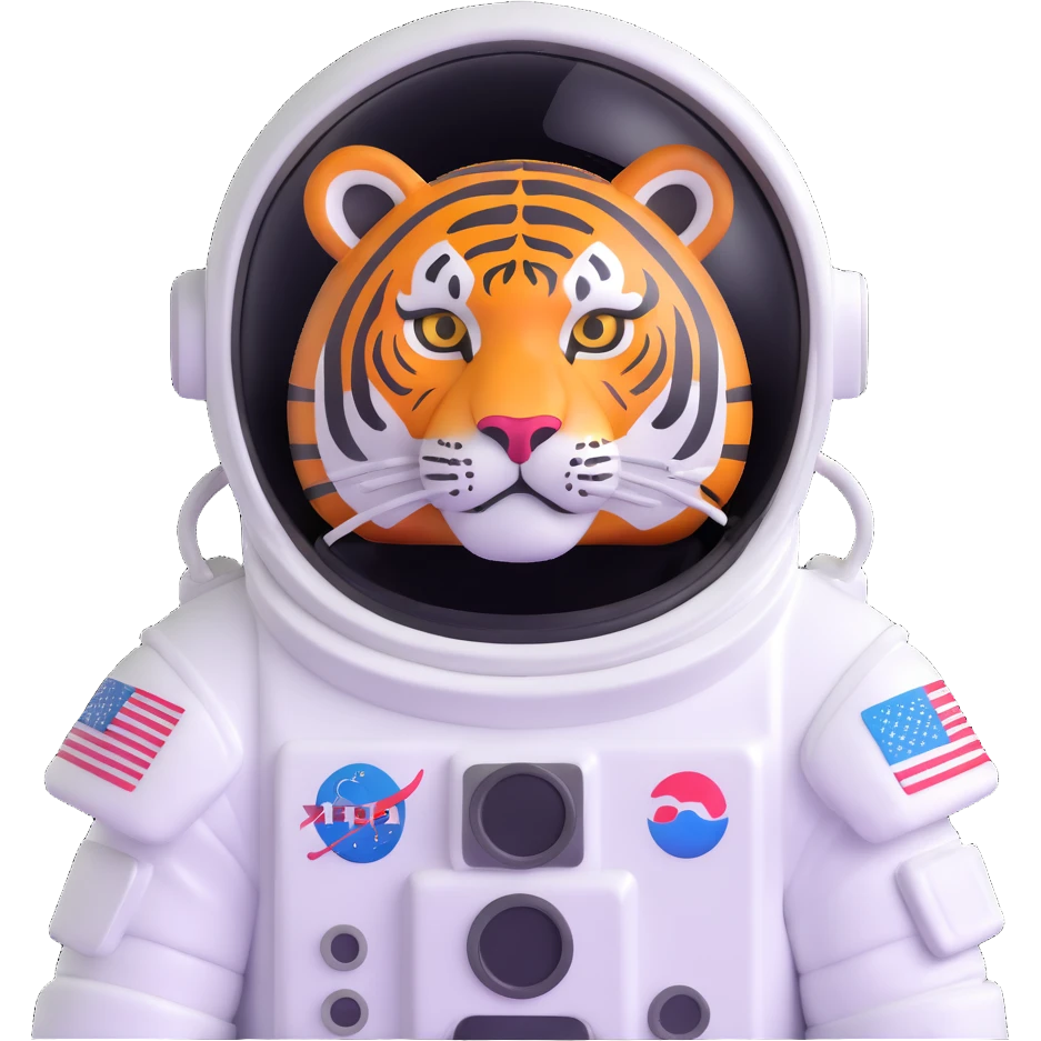 tiger astronaut with helmet emoji