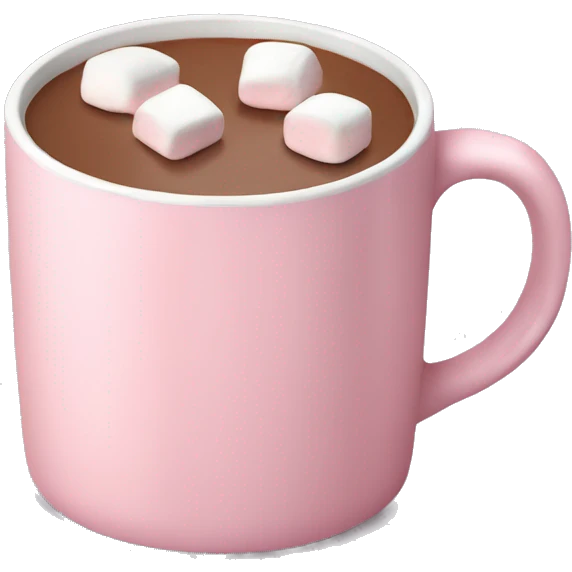 Light Pink mug of hot chocolate with marshmallows  emoji