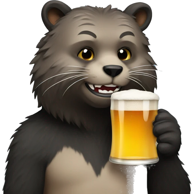 Bearcat drinking a beer emoji