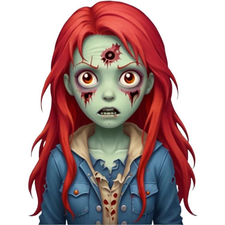garota zumbi assustadora com o cabelo vermelho longo emoji