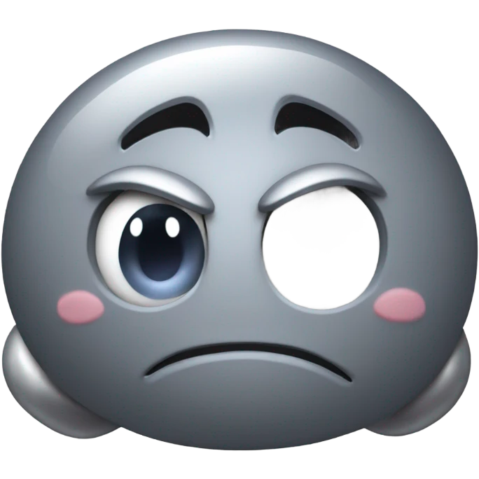 Metal cute Kirby bubble Gray ball driving on car wheels with mad eyebrows  emoji