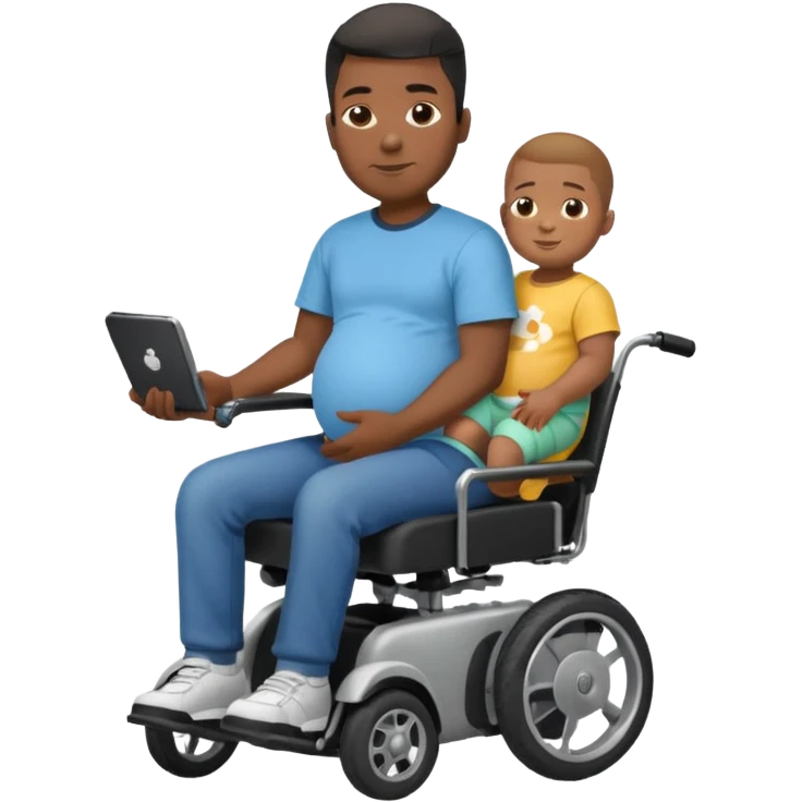 black pregnant man on motorized wheelchair emoji