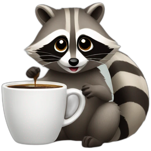 raccoon drinking coffee emoji