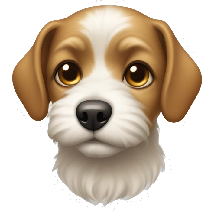 malteese dog face, with a spot on the top of the nose a little crossed eyed emoji