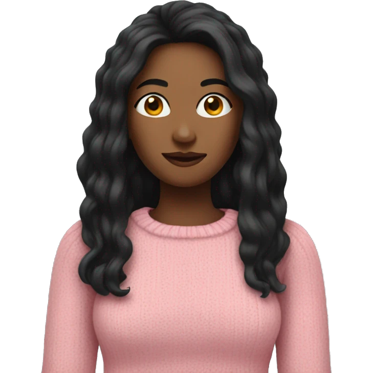 Woman with long black hair wearing a pink sweater  emoji