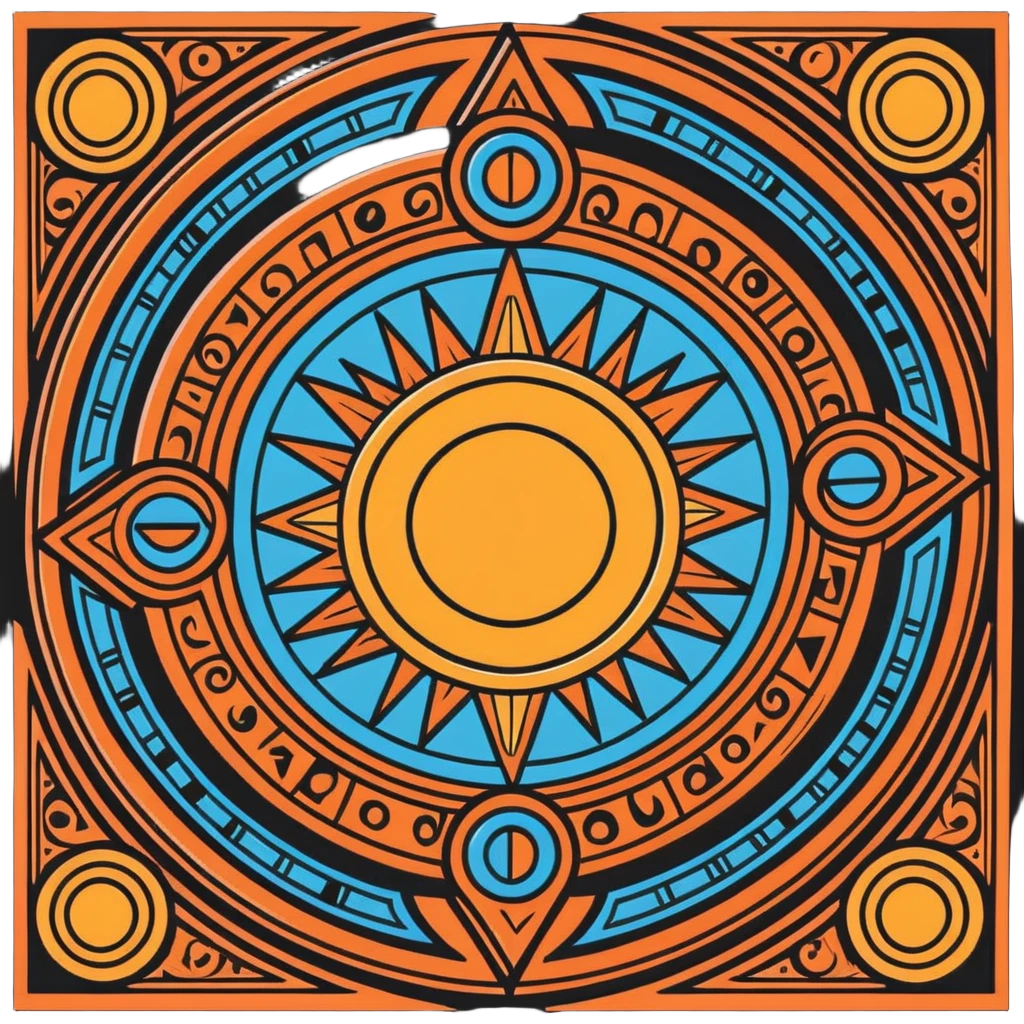 Toltec sun stone calendar with intricate designs emoji