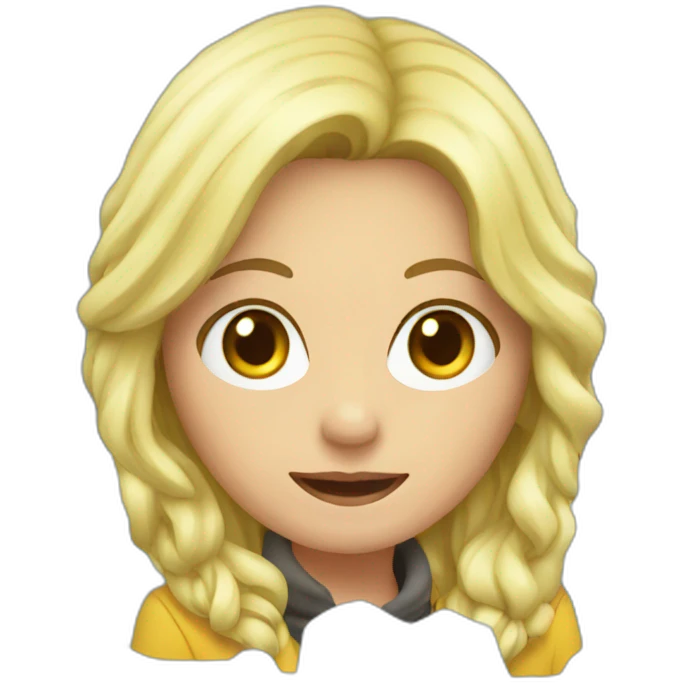 blonde woman sitting in a ice hole,  emoji