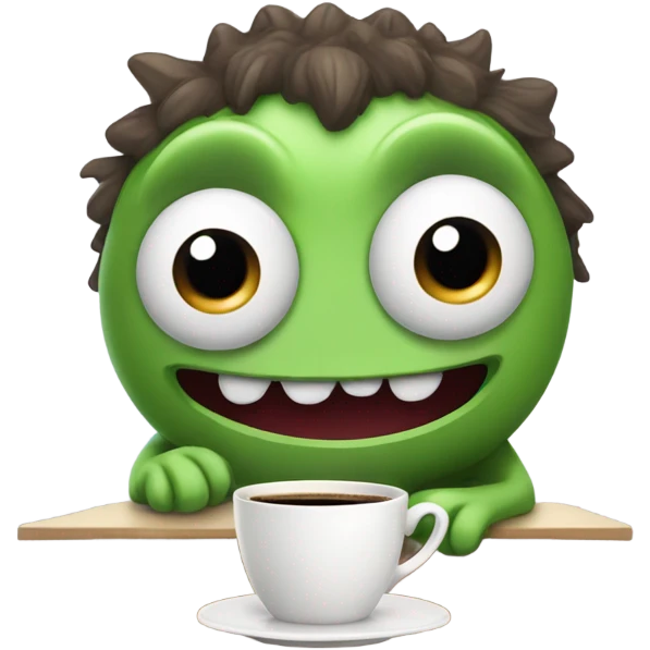 a cute monster having a coffee emoji