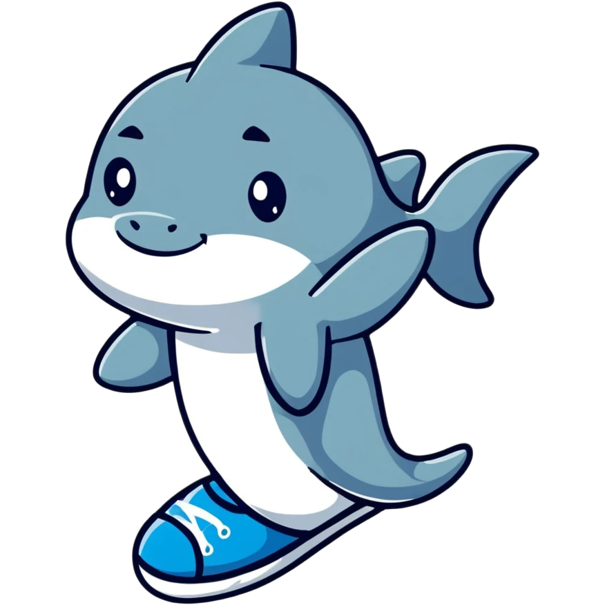 cute little shark wearing blue shoes emoji