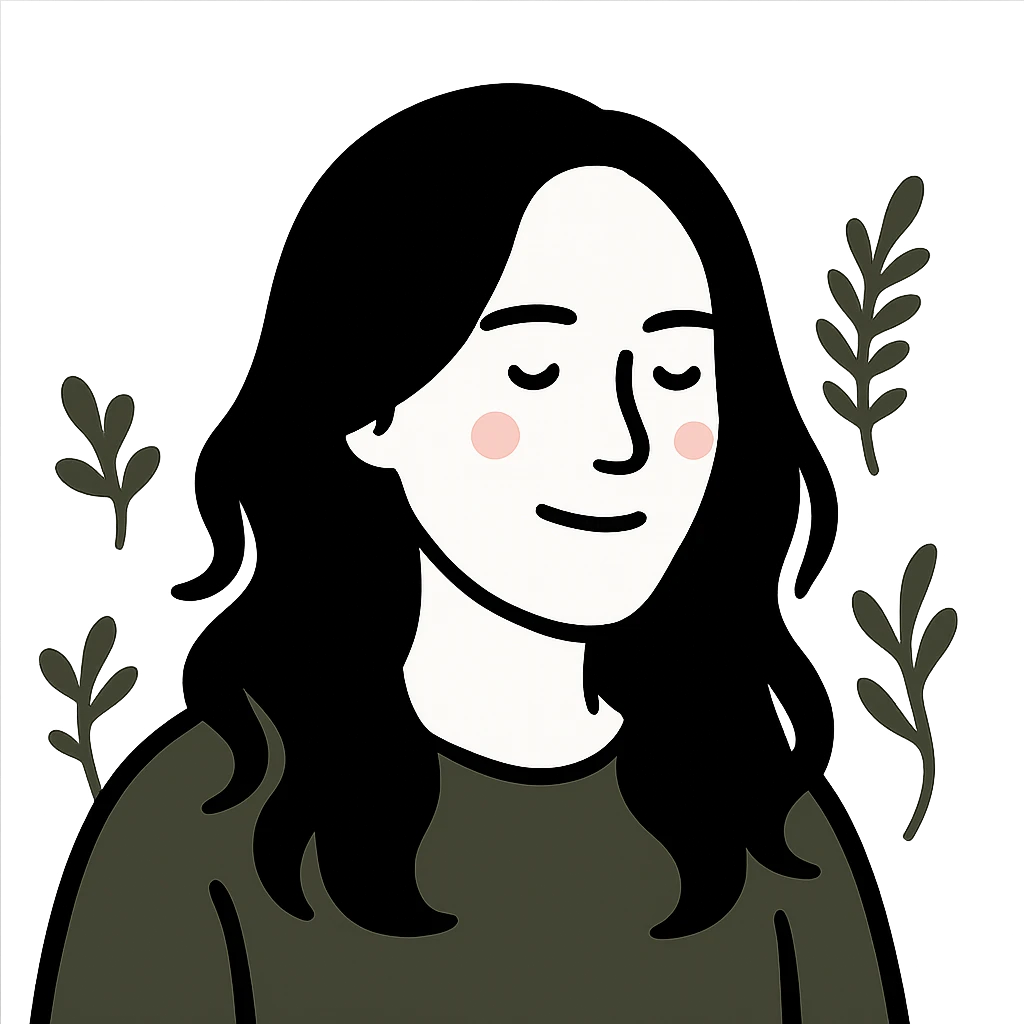 A nature lover with flowing hair, peaceful expression, and subtle plant elements around them emoji