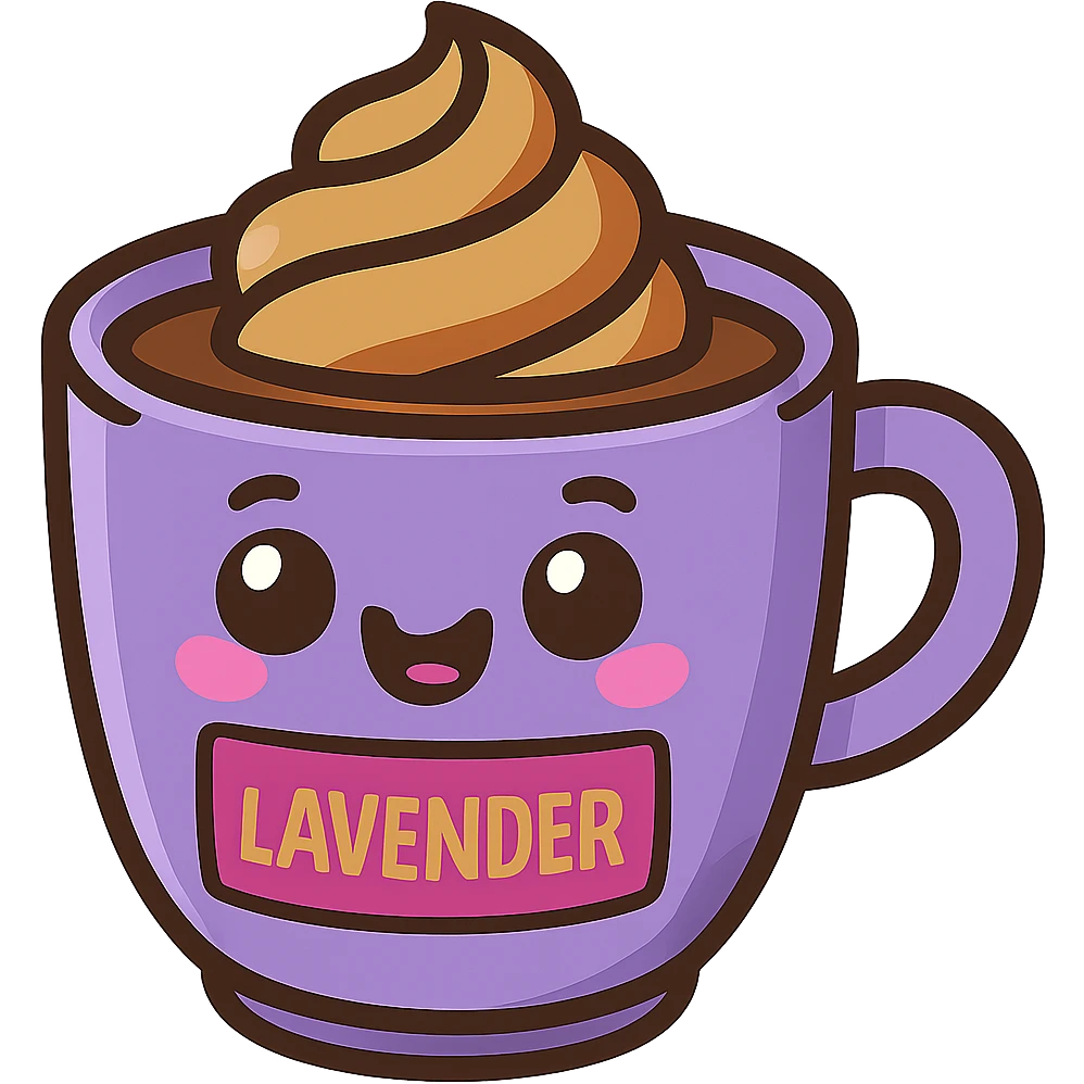 lavender mocha, cute and inviting emoji