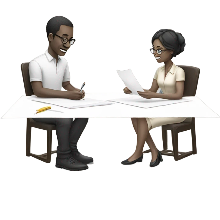 two people sitting at a table and drawing emoji