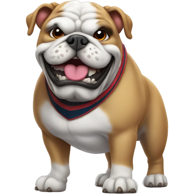 Bulldog with a hockey stick in a mouth emoji