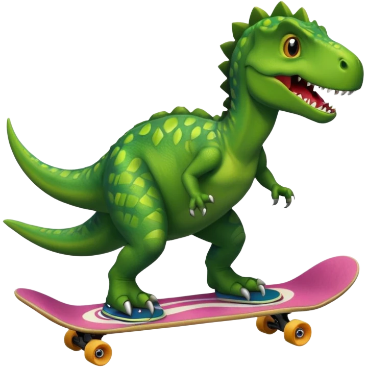 Dinosaur on a skateboard emoji