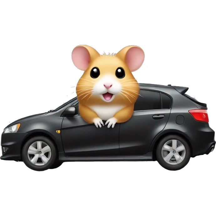 Hamster on Mitsubishi lancer black  emoji